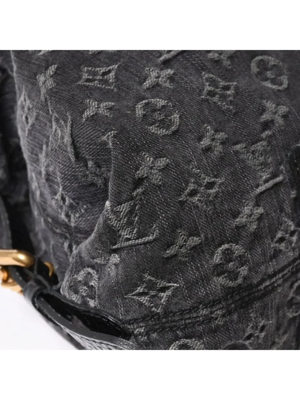 Louis Vuitton Handbag Monogram Denim Neo Cabby GM Black Leather 2-Way